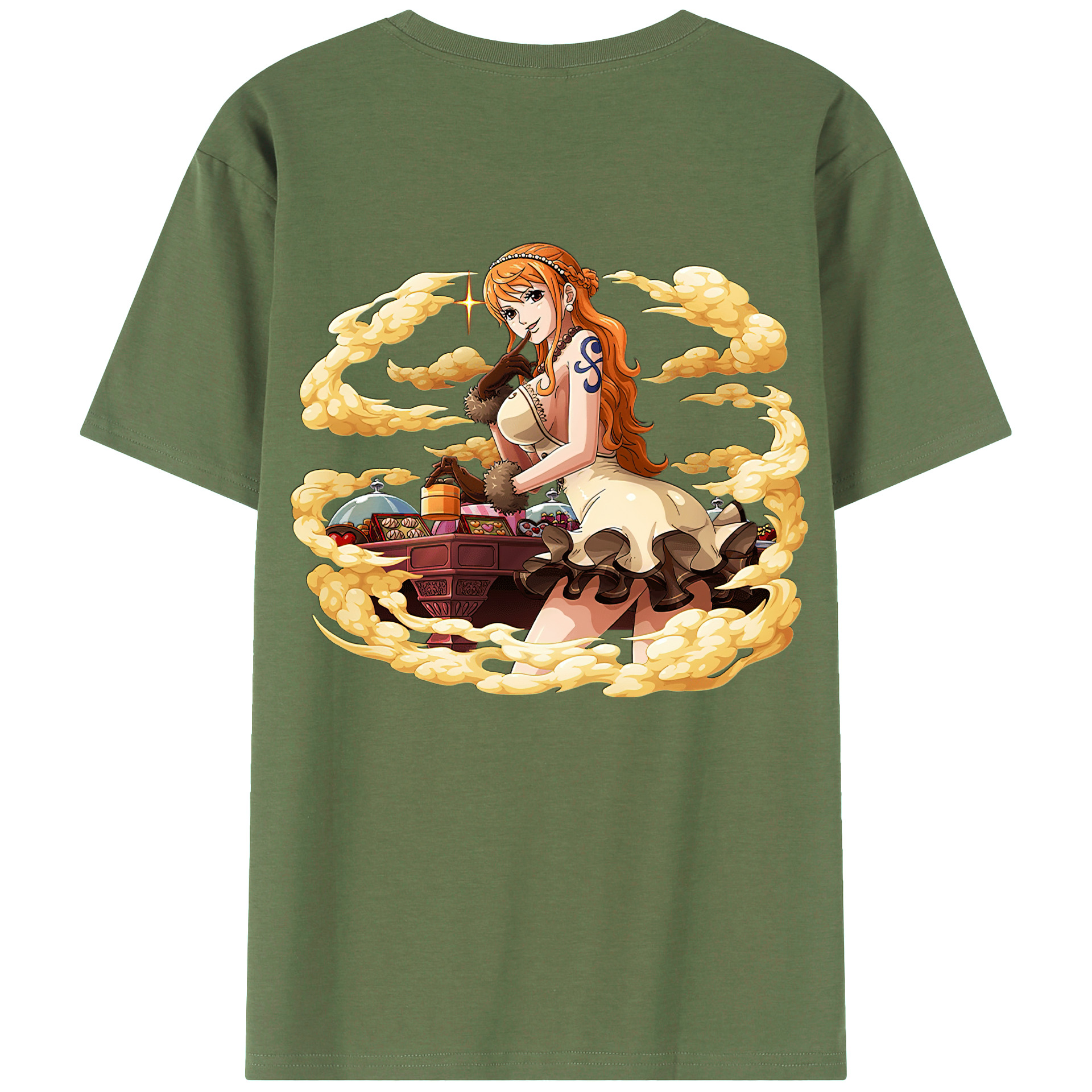 （画像用） ワンピース ナミ ONE PIECE Nami 綿100％ メンズ半袖Tシャツ（バックプリント） 通気性
